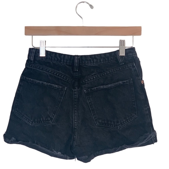 Zara | High rise button fly denim fray cuffed shorts size 0 - Picture 4 of 8